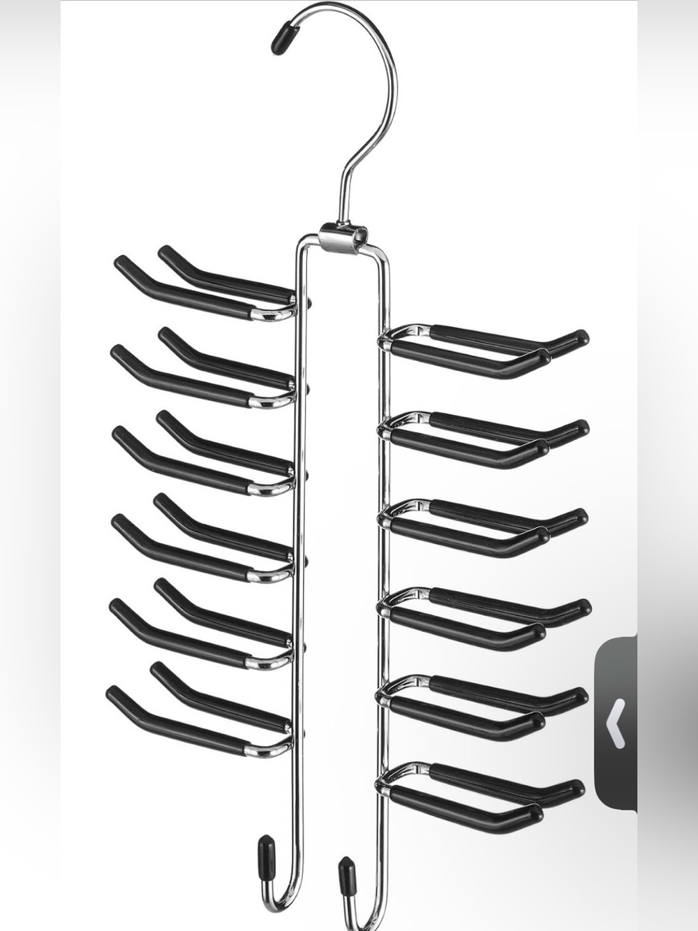Hangers - Whitmor Swivel Tie & Belt Organizer Hanger Chrome Black (3 pk)